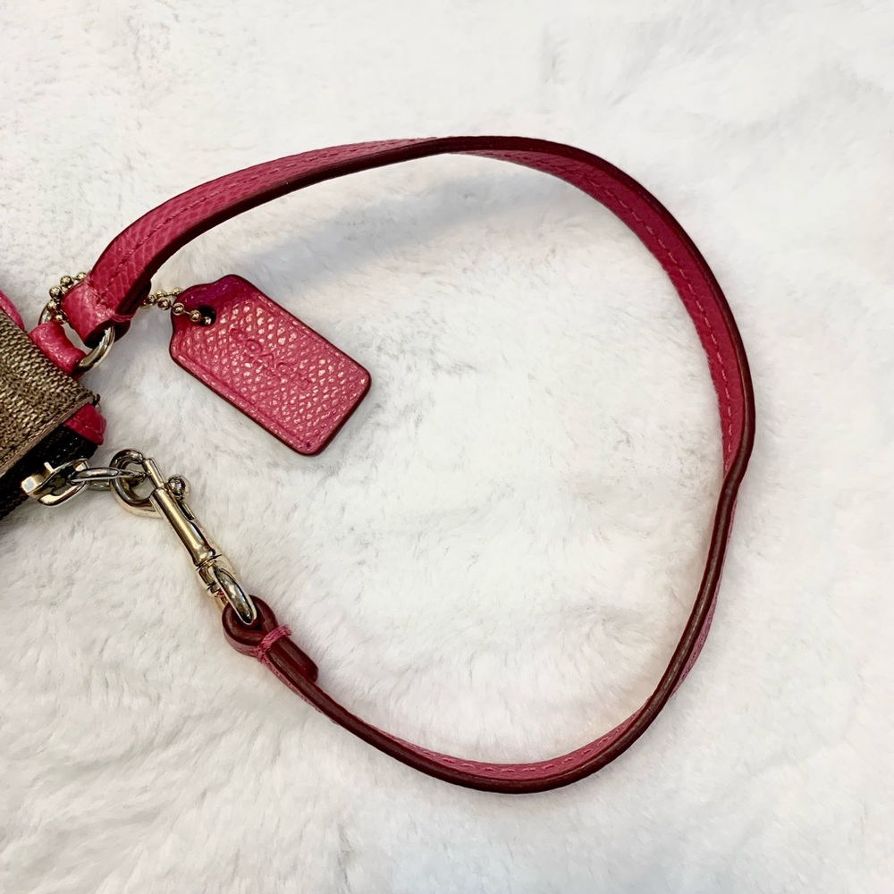 Coach Signature PVC Leather Corner Zip Wristlet - Picture 6 of 11
